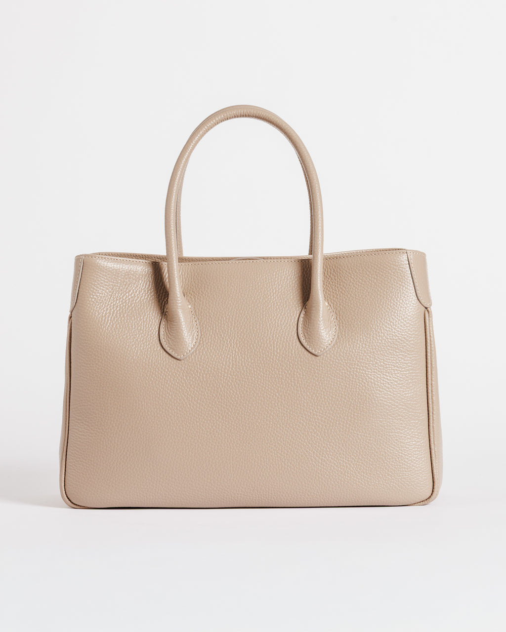 Borsa Moijs in pelle di vitello colore beige con manici strutturati