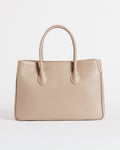 Borsa Moijs in pelle di vitello colore beige con manici strutturati