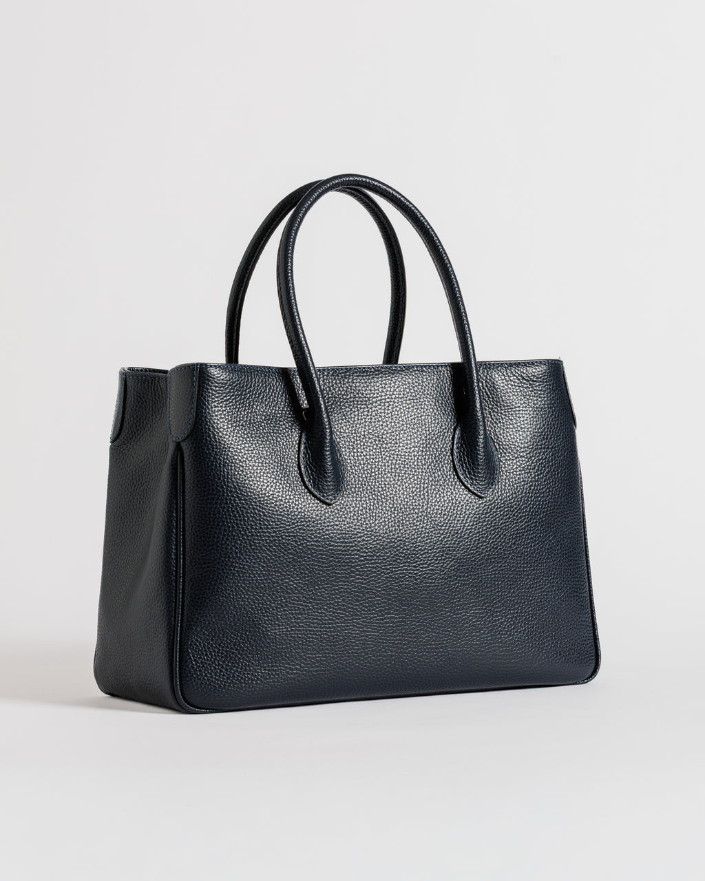 Borsa in pelle di vitello blu con manici strutturati Moijs