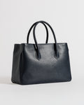 Borsa in pelle di vitello blu con manici strutturati Moijs