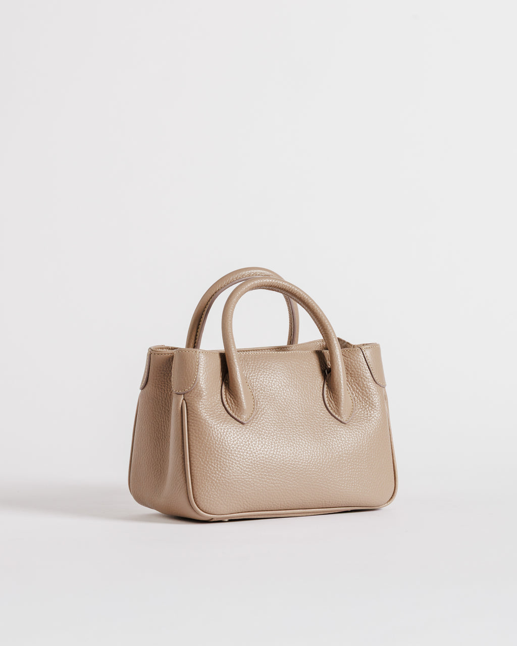 Mini borsa Moijs in pelle di vitello beige con manici arrotondati