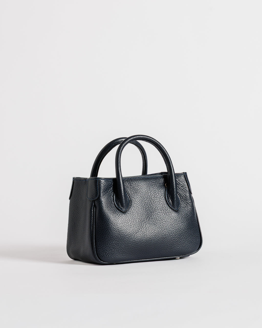 Mini borsa Moijs in pelle di vitello blu con manici arrotondati